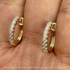 2Ct Round Cut Lab-Created Diamond Huggie Hoop Earrings 14K Yellow Gold Plated