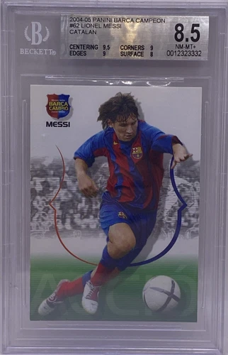 2004-05 Panini Sports Mega Cracks Barca Accion 62 Lionel Messi RC Rookie BGS 8.5