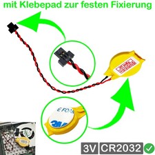 BIOS RTC CMOS Battery CR2032 3V with Cable 2-Pole flat Connector for PC Notebook