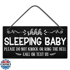 Putuo Decor Baby Sleeping Door Sign for Front Door PVC Shhh Baby Is Sleeping
