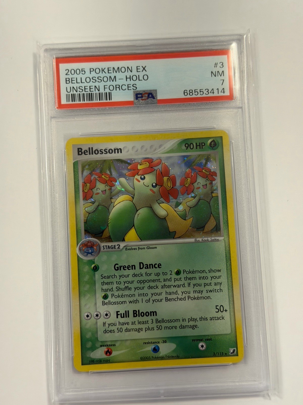 Bellossom 3/115 EX Unseen Forces Holo Rare Vintage Pokemon TCG Card PSA 7 Graded
