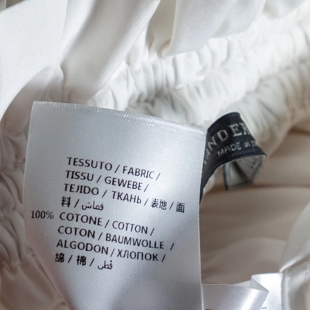 Abito midi Alexander McQueen bianco cotone arricciato a più livelli sulle spalle M