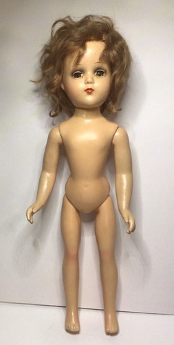 Jointed Composition Doll Sleepy Eyes Green Eyes Brown Hair 17 Inch Unmarked Vtg - Picture 1 of 24