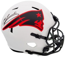 Mac Jones Auto Patriots Lunar Eclipse White Full Size Rep Speed Helmet Beckett
