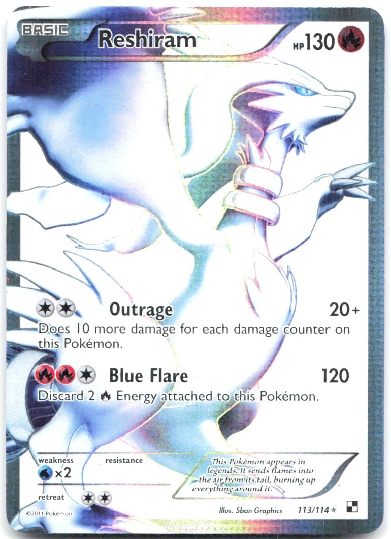 Reshiram (113 Full Art) 113/114 BLW MP Holo Ultra Rare Pokemon