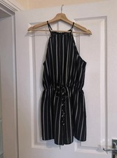 Playsuit Outfit Damengröße 10 Cameo Rose schwarz & weiß Sommer gestreift