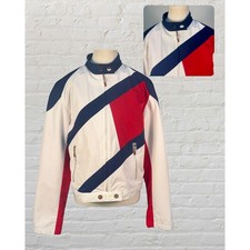 Vintage 2002 Tommy Jeans Red White Blue Full Zip Snap Strap Moto Biker Jacket L