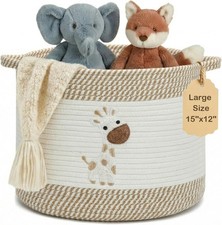 Baby Laundry Basket Safari Giraffe Cotton Rope Toy Storage Bin Nursery