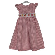 Marmellata Embroidered Floral Gingham Check Dress Girls Size 3T Pink Ruffle