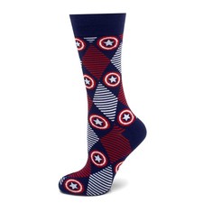 Marvel Captain America Navy Argyle Stripe Men's One Size Crew Socks