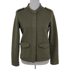 Scotch  Soda Maison Jacket 1 Womens Small Olive Green Stretch Snaps Military