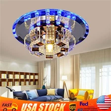 Modern Crystal LED Ceiling Lamp Flush Mount Chandelier Living Room Light Fixture