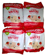 Kiddylicious Strawberry Wafers - Gluten & Dairy Free Kids Snack-4 Pack EXP: 9/26