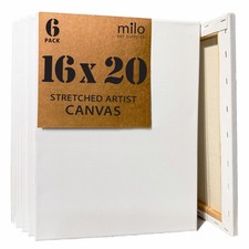 milo Stretched Artist Canvas | 16x20 inch | Value Pack of 6 16" x 20", White 