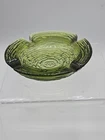 Vintage MCM Anchor Hocking Soreno Avocado Green Round Glass Ashtray 4.5” D