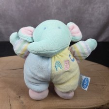 Vintage Eden Plush Elephant ABC Pastel Colors Soft Rattle Toy 7  Terry Cloth