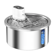 Stainless Steel Wireless Cat Water Fountain 3.2L/108oz Automatic Cat Water Di...