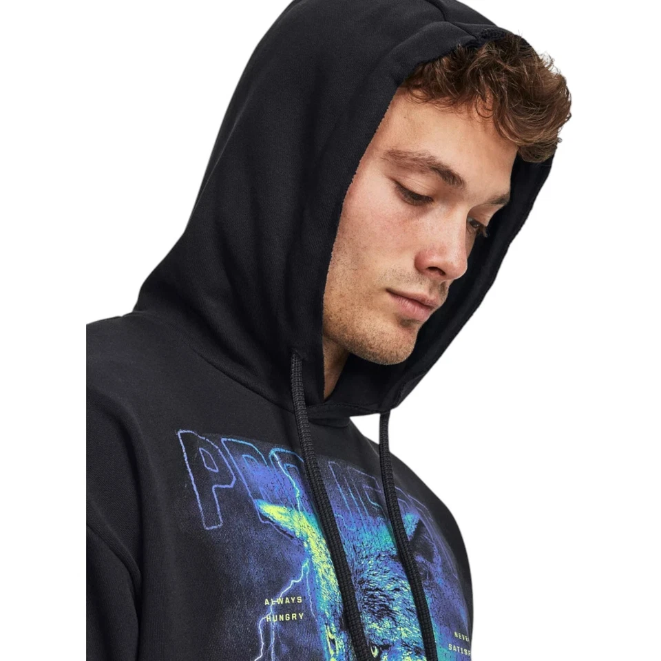 Under Armour Project Rock Hombres Talla 2XL Peso Pesado Terry Sudadera con Capucha Gráfico Lobo Foto 4 de 4