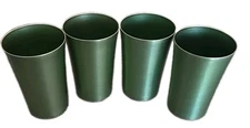 Four (4) ~ Retro Style ~ Aluminum Tumblers ~ GREEN ~ 10 oz. ~ 4.25" Tall Cup