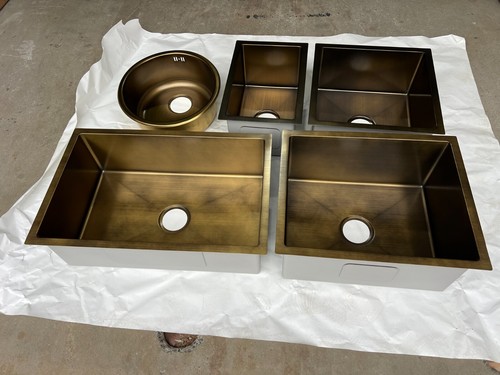 2026 New Burnished Antique Vintage Brass Gold stainless steel kitchen sink R10 - Picture 6 of 9