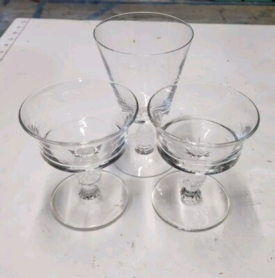 Lot Of 3 Pineapple Stem Barware Glasses Two 4.5''x3.75'' One 6''x3.5''