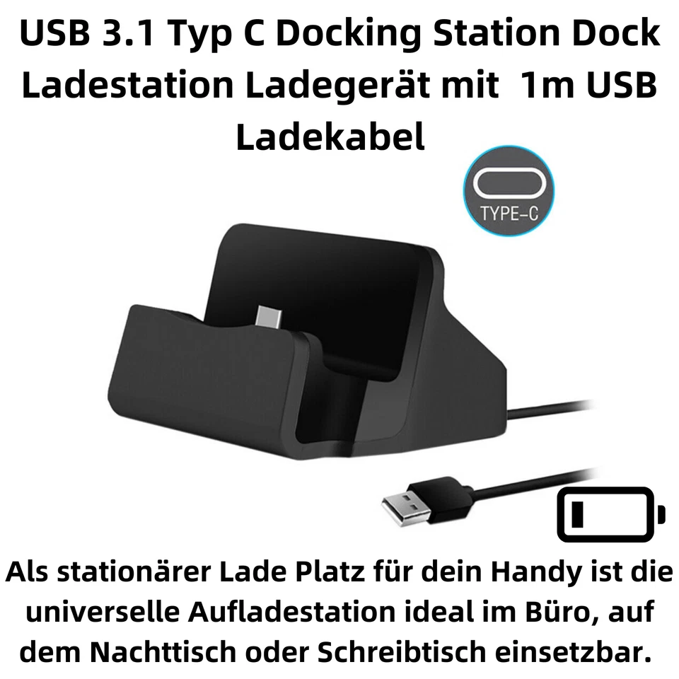 P59C Docking Station USB 3.1 Tipo C Dock Stazione di Ricarica Caricabatterie USB C per Android - Immagine 2 di 4