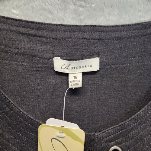 Autograph ladies' 3/4 sleeved black eyelet tie front top size 16 brand new. - Picture 3 of 6