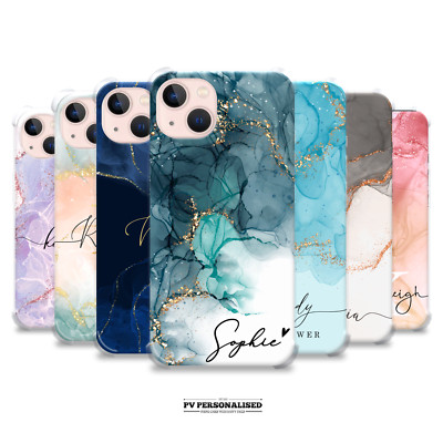 Personalisierte Handyhülle Gold Marmor Silikon Cover für iPhone 11 12 13 14 XR 15