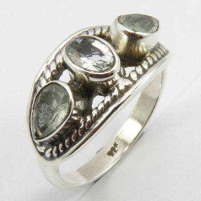Women 925 Silver Aquamarine Rings Flower Drop Rings Wedding Jewelry Size#6-10 Women 925 Silver Aquamarine Rings Flower Drop Rings Wedding Jewelry Size#6-10