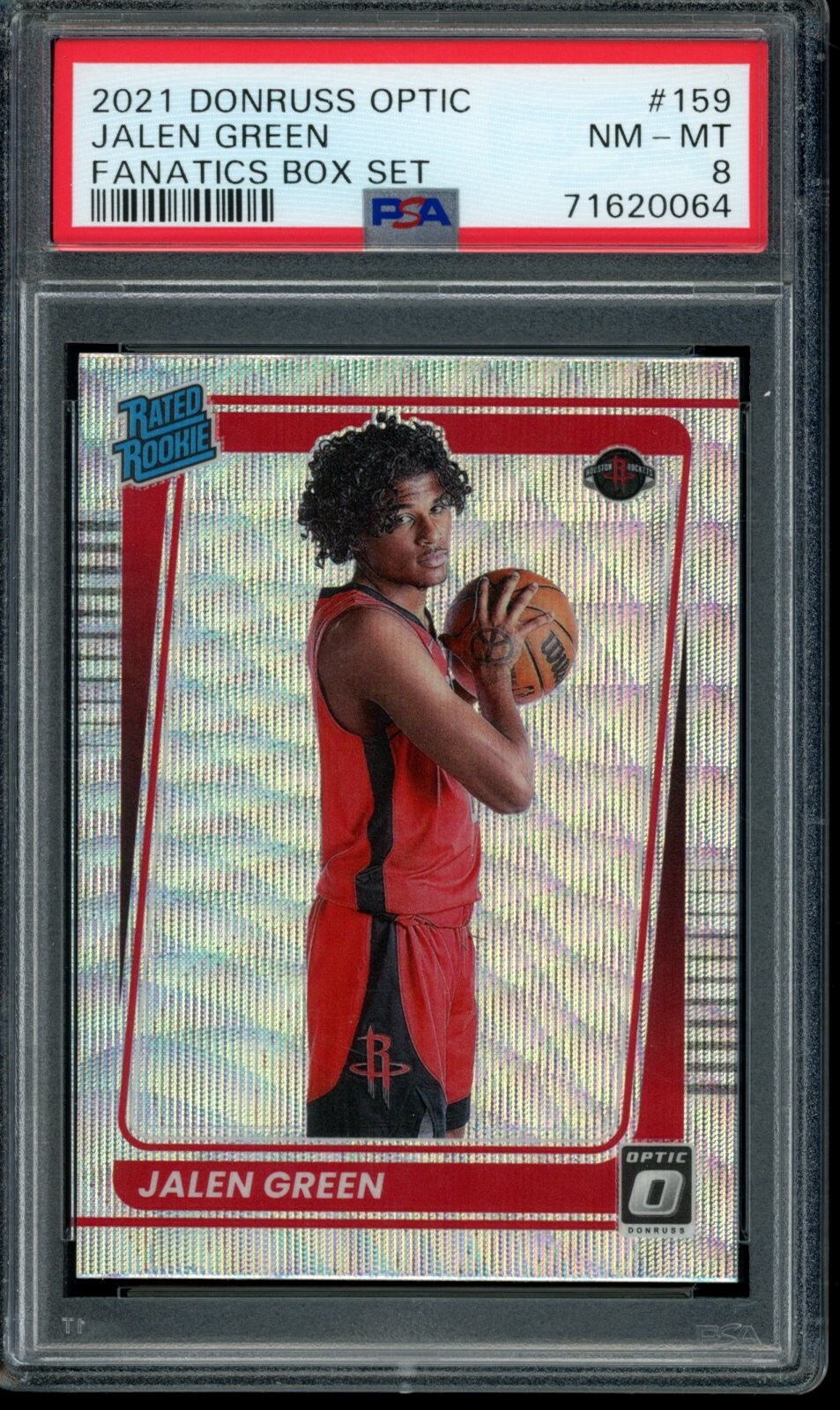 2021-22 Donruss Optic #159 Jalen Green Silver Wave Fanatics Box Set PSA 8 RC