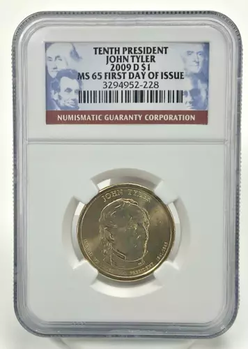 2009 D John Tyler MS65 President $1 NGC
