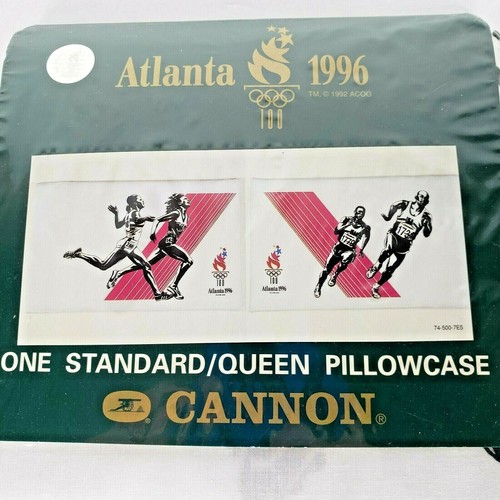 Funda de Almohada De Colección Juegos Olímpicos Atlanta 1996 Atletismo Corredores Std Queen Cañón Nuevo de Lote Antiguo - Imagen 3 de 7