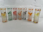 Set of 7 Vintage MCM Libbey Carousel Circus Animal High Ball Tom Collins Glasses