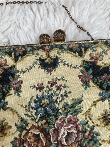 Vintage Antique 1920s Embroidered Handbag Purse Chain Top Handle Pretty French - Picture 5 of 6