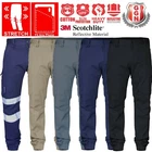Mens Cargo Pants Work Elastic Cuffed Stretch Cotton Combat Wear 3M Tape UPF 50+