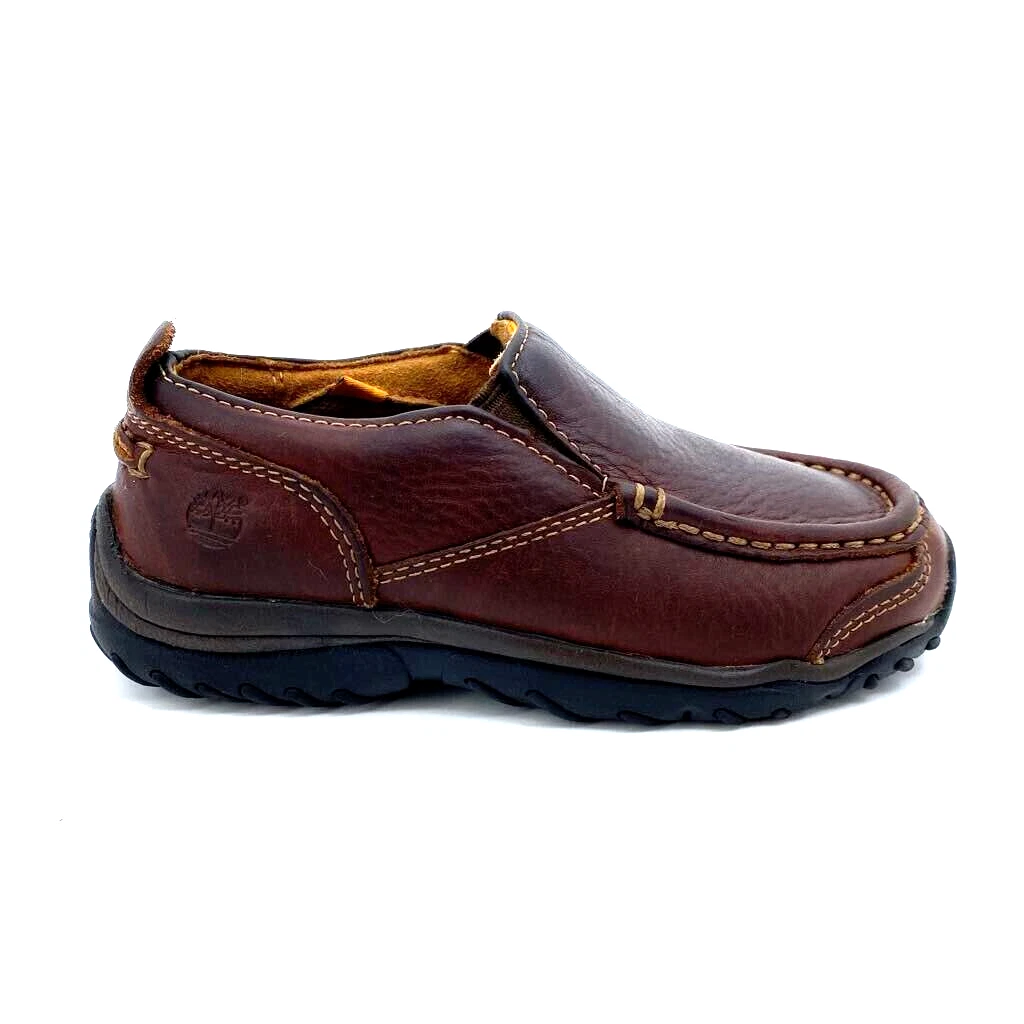 Timberland Boy, Dark Brown Leather Moc Toe Slip-Ons Loafer Shoes Size 6 Timberland Brown Leather Slip-On Shoes Boys Size 2.5 Moc Toe  main image 2
