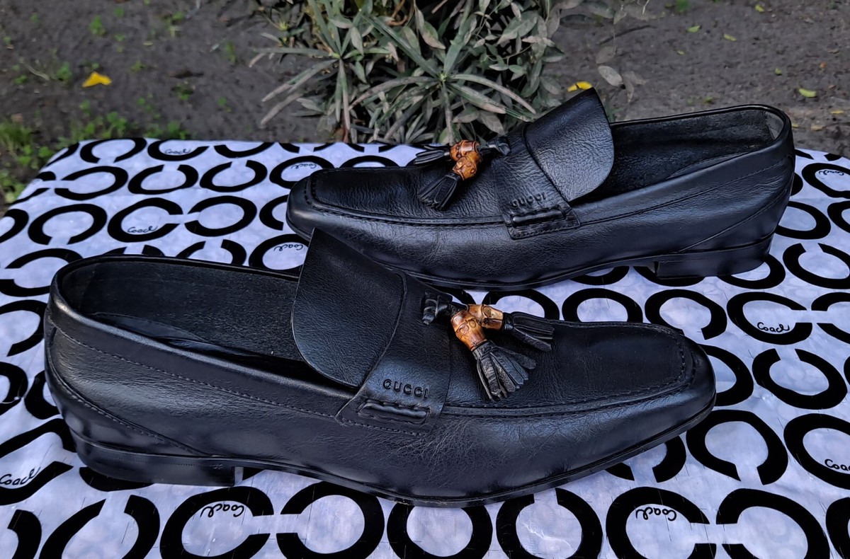 Gucci Bamboo Tassel Black Leather Loafers Shoes | eBay