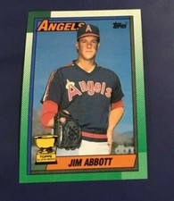 1990 Topps # 675 JIM ABBOTT ROOKIE California Angels All Star GOLD CUP $$ HOT ! 