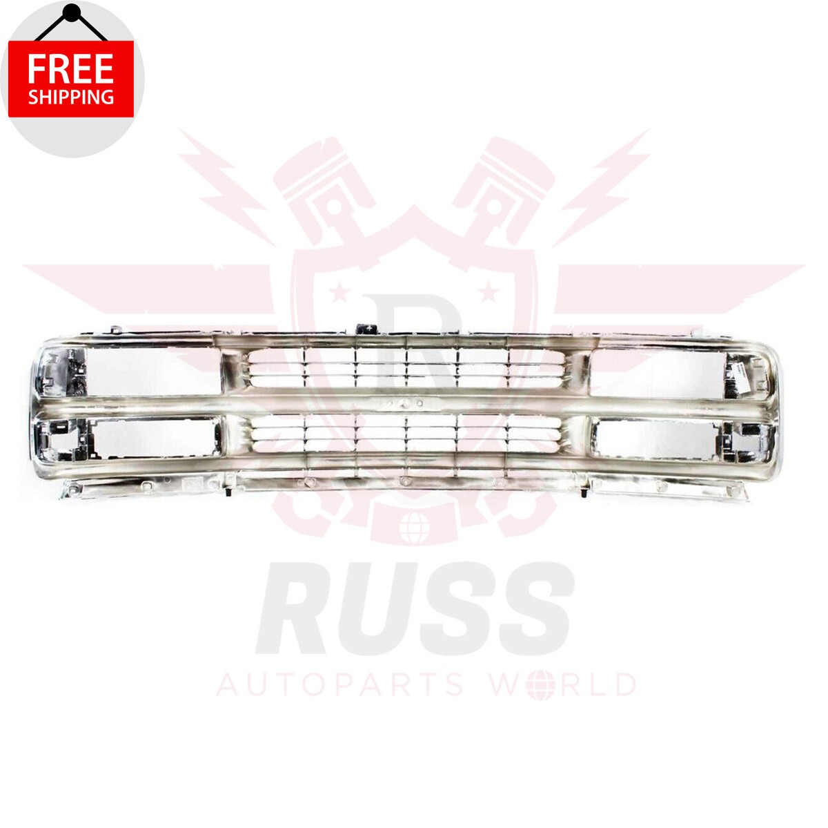 Front Grille For 1996-2002 Chevrolet Express Van – Chrome Shell Gray Insert