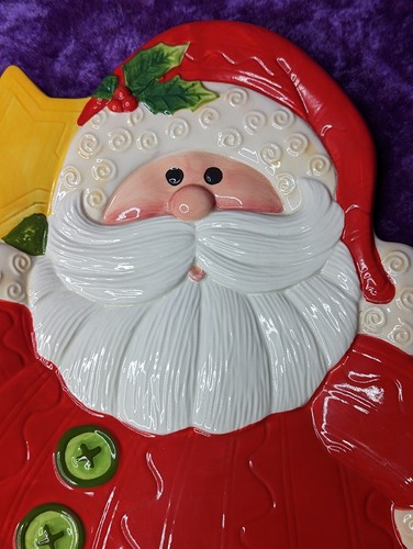 Plato de galletas populares de vacaciones de Navidad Fitz Floyd 10,5 x 14,5 percha de pared de Papá Noel - Imagen 2 de 7