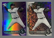 2 2022 Bowman Chrome Noelvi Marte Purple Refractor /250 Black/White Mini Diamond