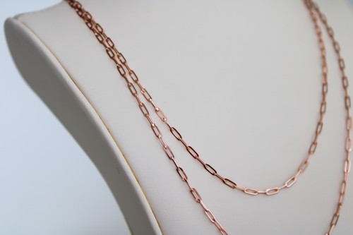 14k Solid ROSE GOLD Paper Clip Chain 1.5mm 2mm Necklace Paper Clip 16" 18" 20" - Picture 8 of 28