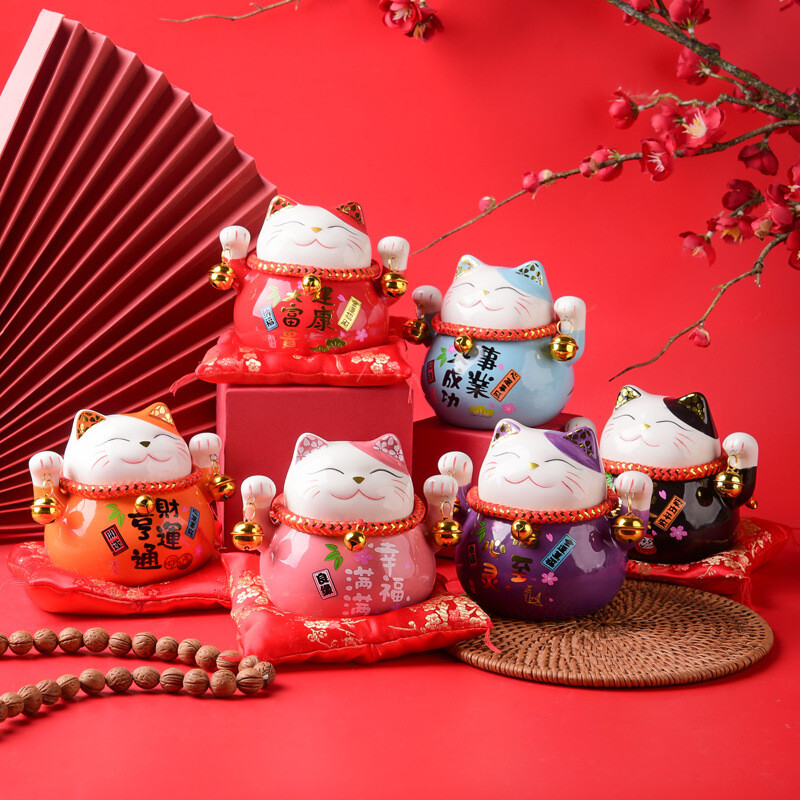 ラムマバニー・サイバーキャット・チャイナ Lovely Recruit Money Cat Ceramic Piggy Bank Set Up Zhaocaimao
