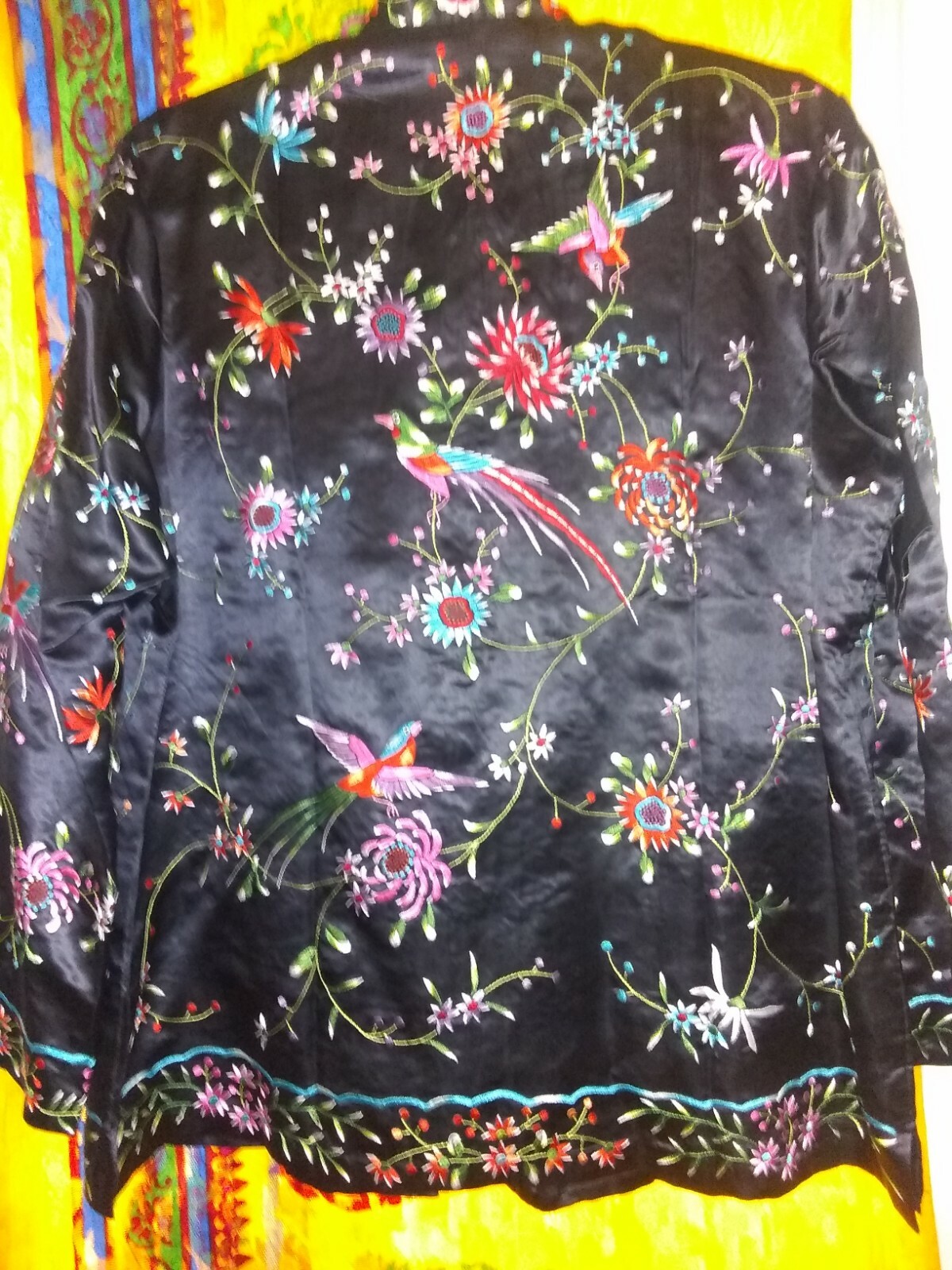 Vintage Chinese Hand Embroidered Silk Jacket Coat , Sz 40, blk