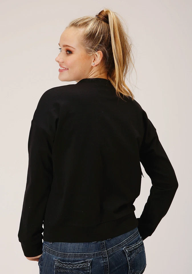 Sudadera Roper para mujer micro felpa francesa negra 100 % algodón Foto 3 de 4