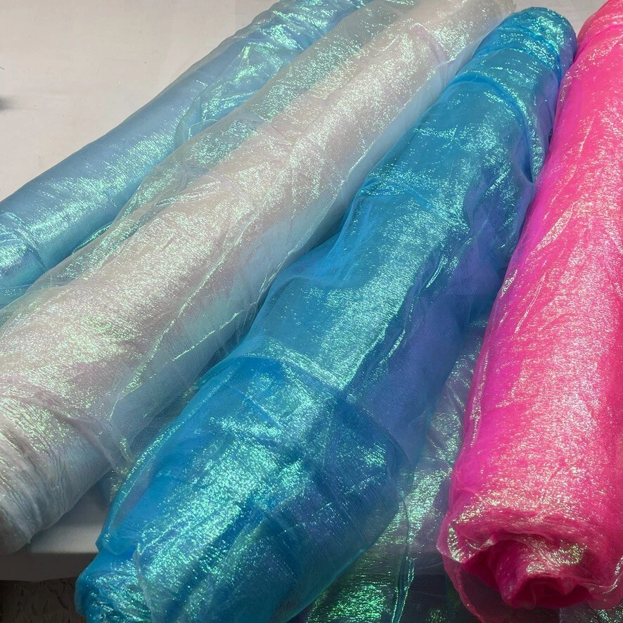 Iridescent Rainbow Organza Fabric Sheer Shimmer Material Costumes Dresses 45" - Image 2 of 2