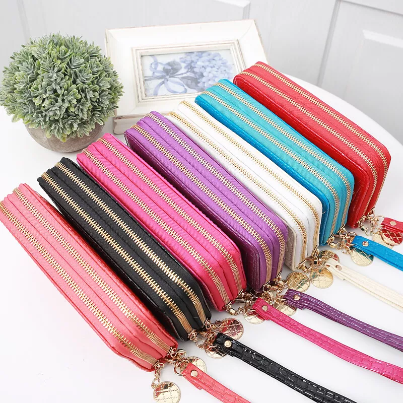 Bags, Wallet For Women Double Zipper Wallet Large Capacity Long Purse  Clutch Wristlet