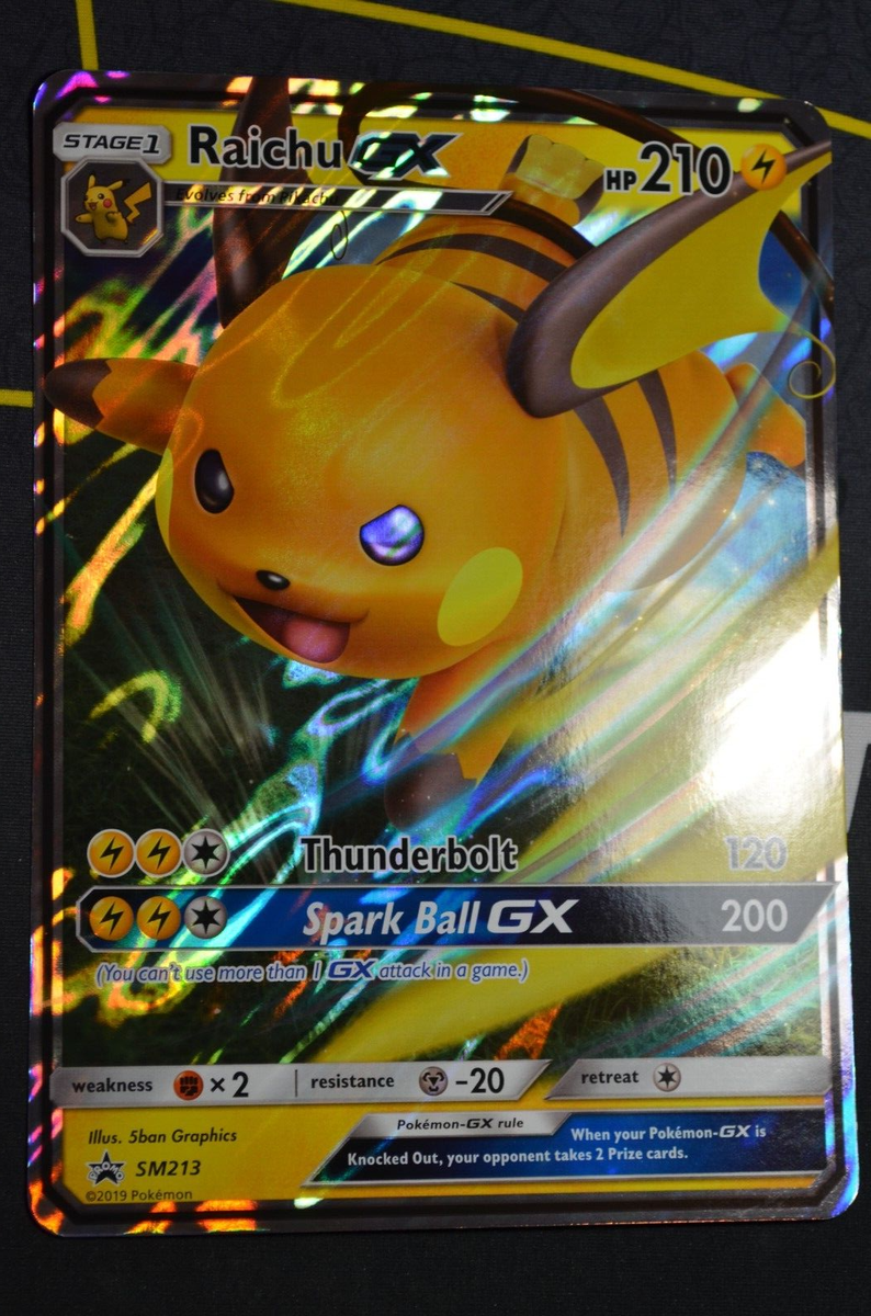 Pokémon TCG JUMBO RAICHU GX SM213 Black Star Promo in a TOPLOADER