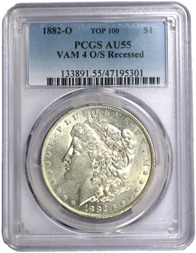 1882-O PCGS AU55 Top 100 VAM-4 O/S Recessed Morgan Silver Dollar-Price Guide$185