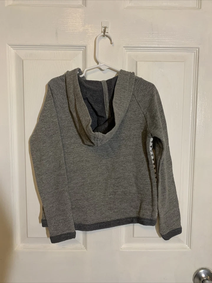 Sudadera con Capucha Roxy Teenie Gris Bolsillo Crochet California Niña Talla 6 Foto 2 de 2